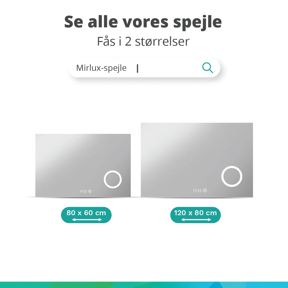 Badeværelsesspejl – 80x60cm – Rektangel – Rammeløst