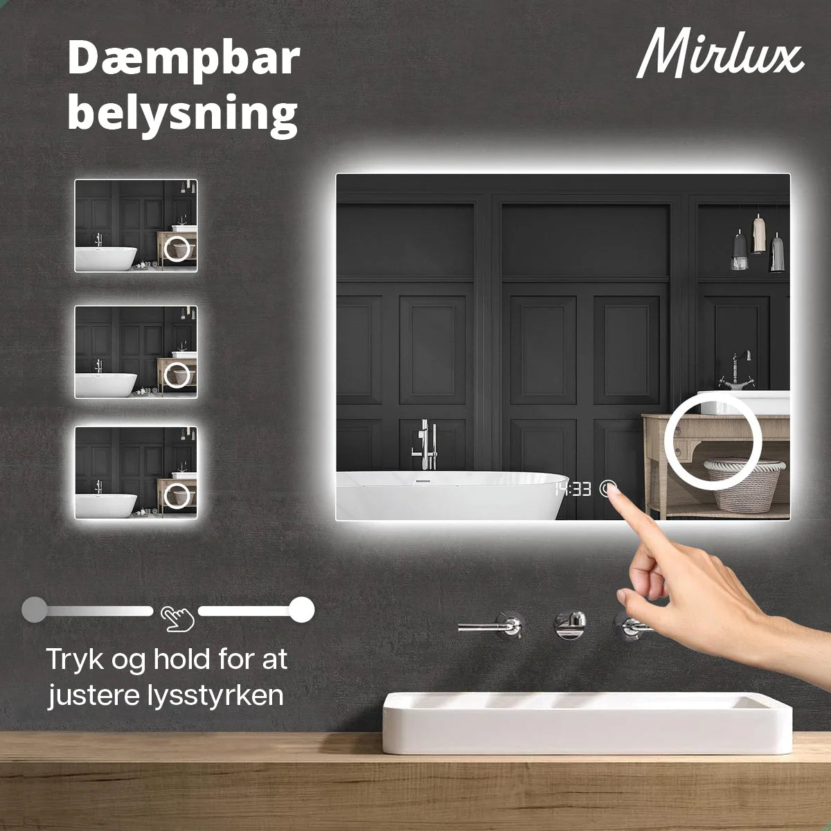 Badeværelsesspejl – 80x60cm – Rektangel – Rammeløst