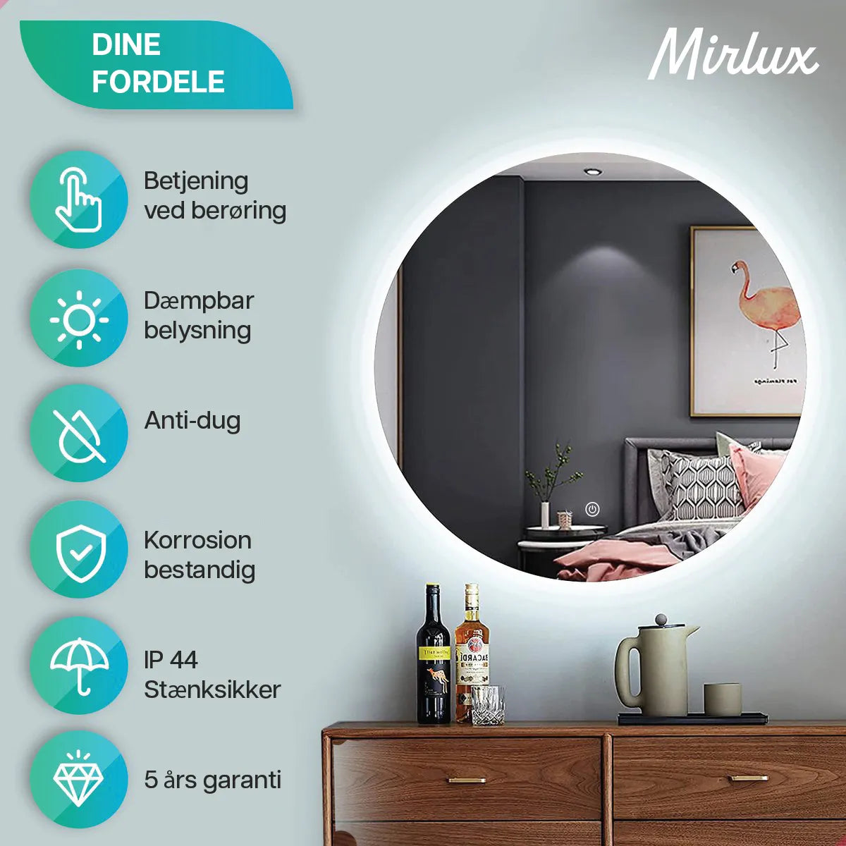 Badeværelsesspejl – 100cm – Rammeløst