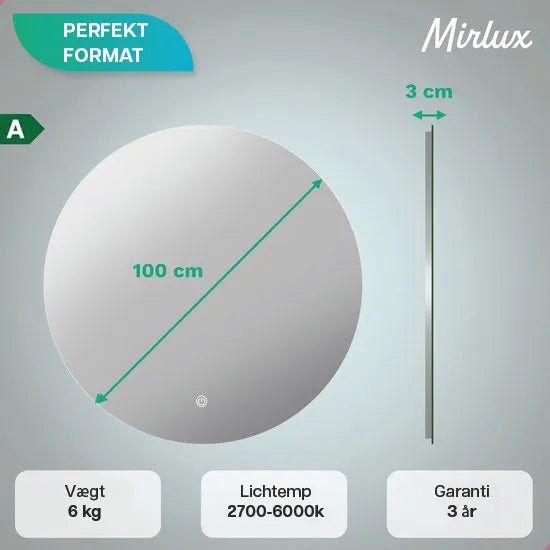 Badeværelsesspejl – 100cm – Rammeløst