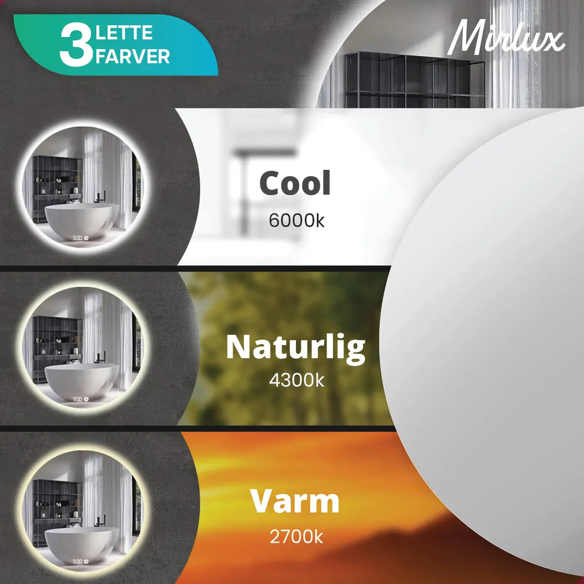 Badeværelsesspejl – 100cm – Sort Ramme