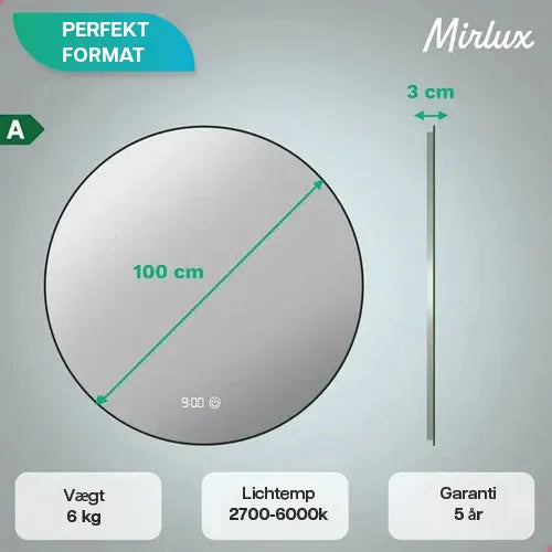Badeværelsesspejl – 100cm – Sort Ramme