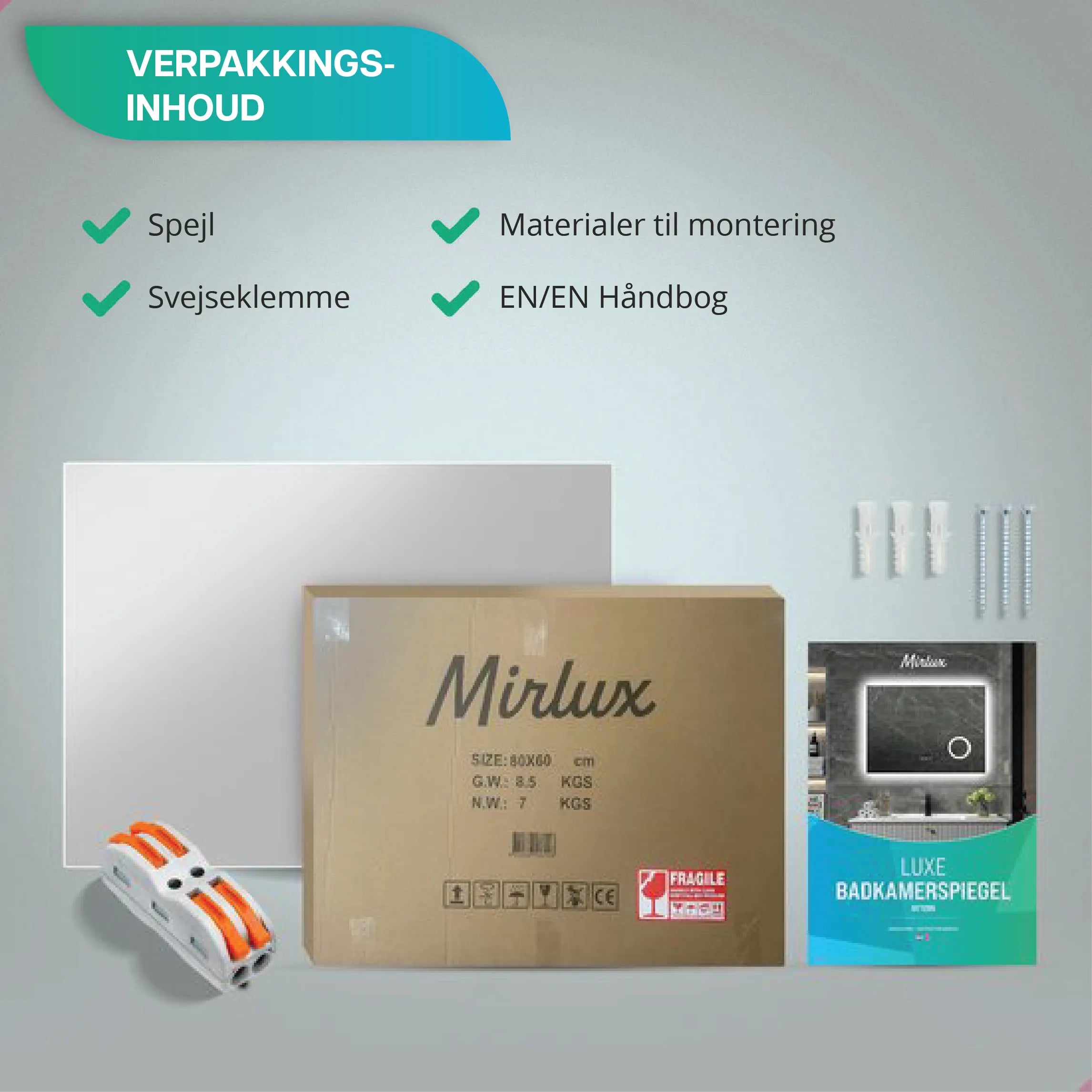 Badeværelsesspejl – 120x80cm – Rammeløst