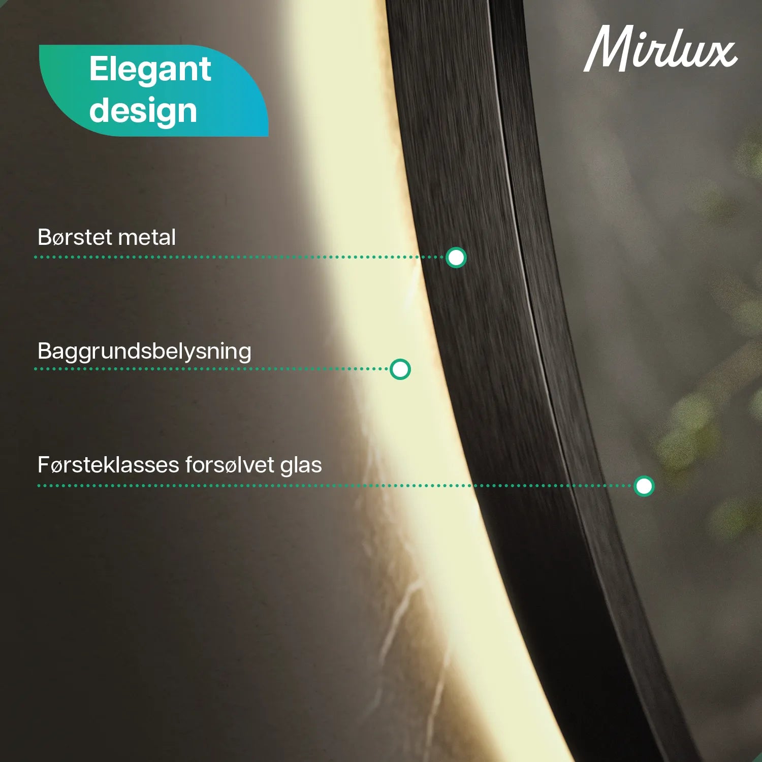 Badeværelsesspejl – 80cm – Sort Ramme