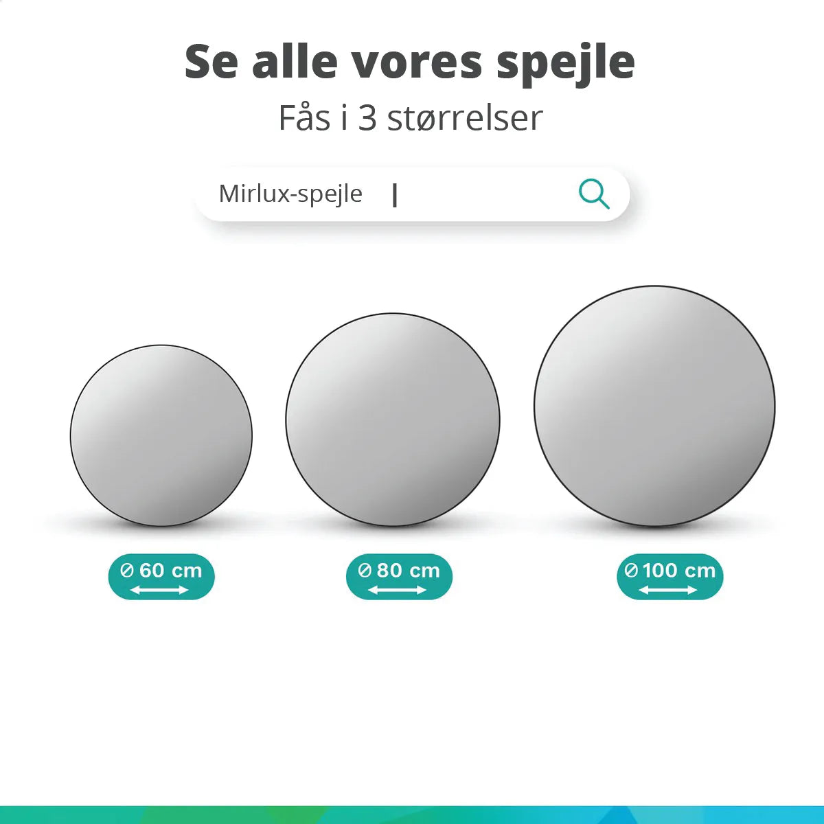 Badeværelsesspejl – 80cm – Sort Ramme