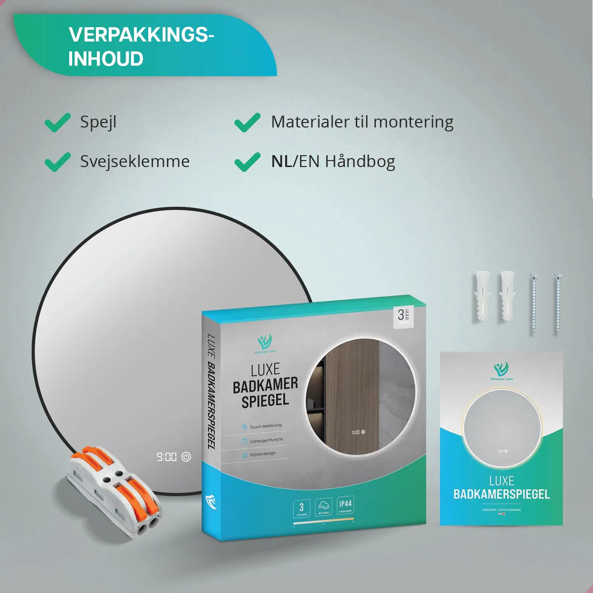 Badeværelsesspejl – 80cm – Sort Ramme