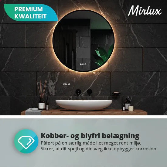 Badeværelsesspejl – 80cm – Sort Ramme