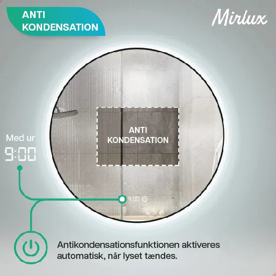 Badeværelsesspejl – 80cm – Sort Ramme