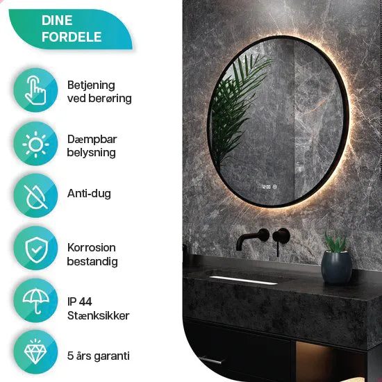 Badeværelsesspejl – 80cm – Sort Ramme