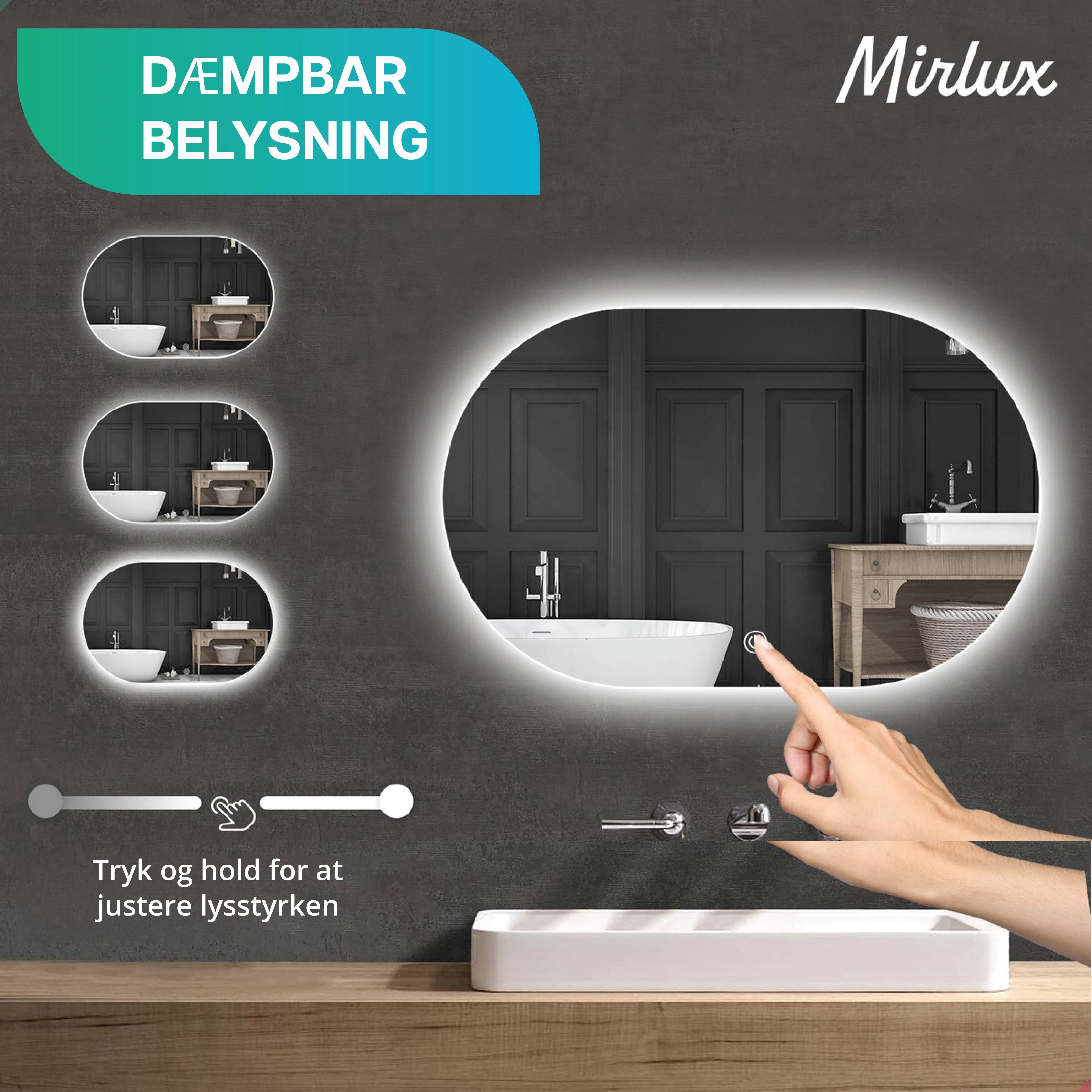 Badeværelsesspejl – 90x60cm Oval – Rammeløst - Forudbestil