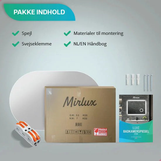 Badeværelsesspejl – 90x60cm Oval – Rammeløst - Forudbestil