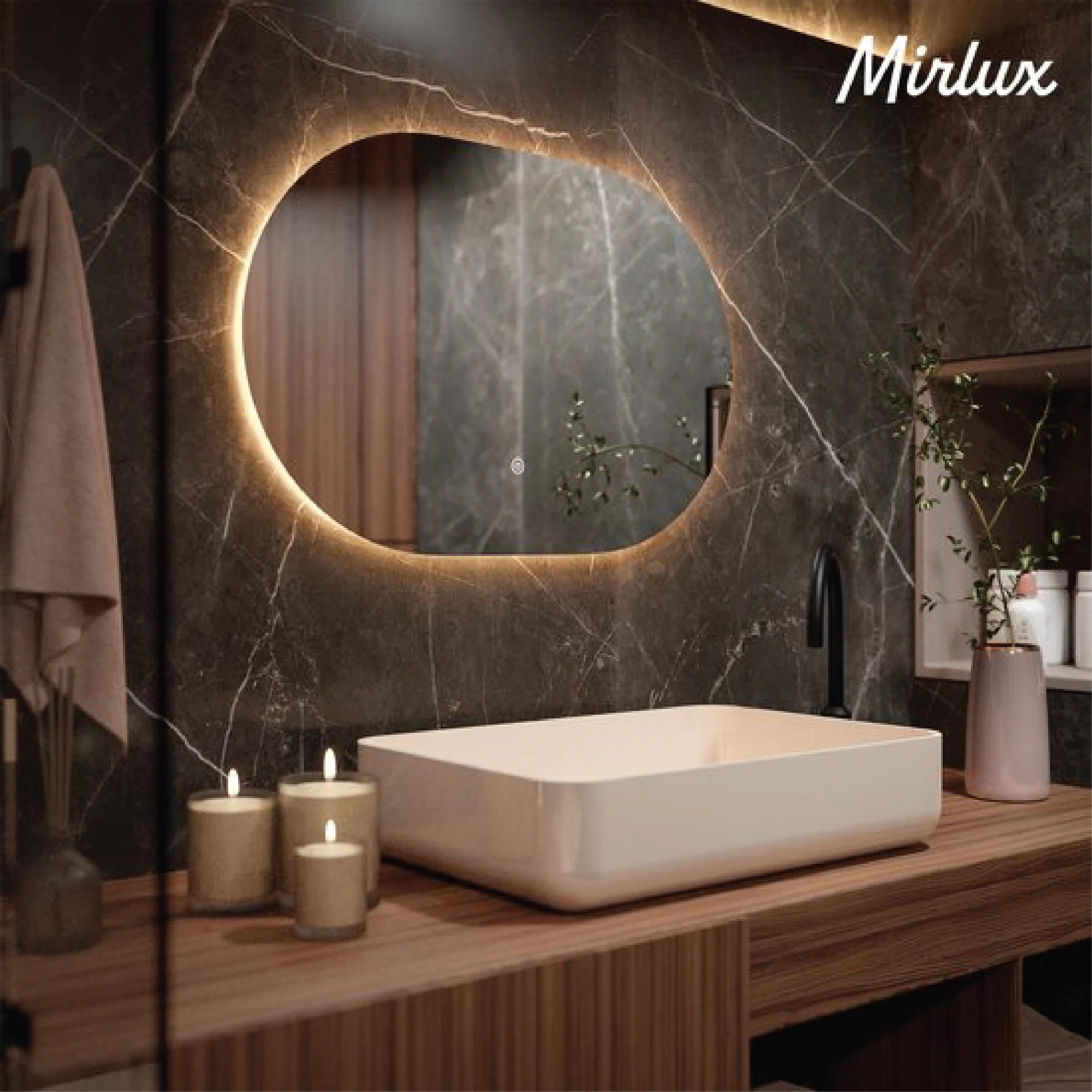 Badeværelsesspejl – 90x60cm Oval – Rammeløst - Forudbestil