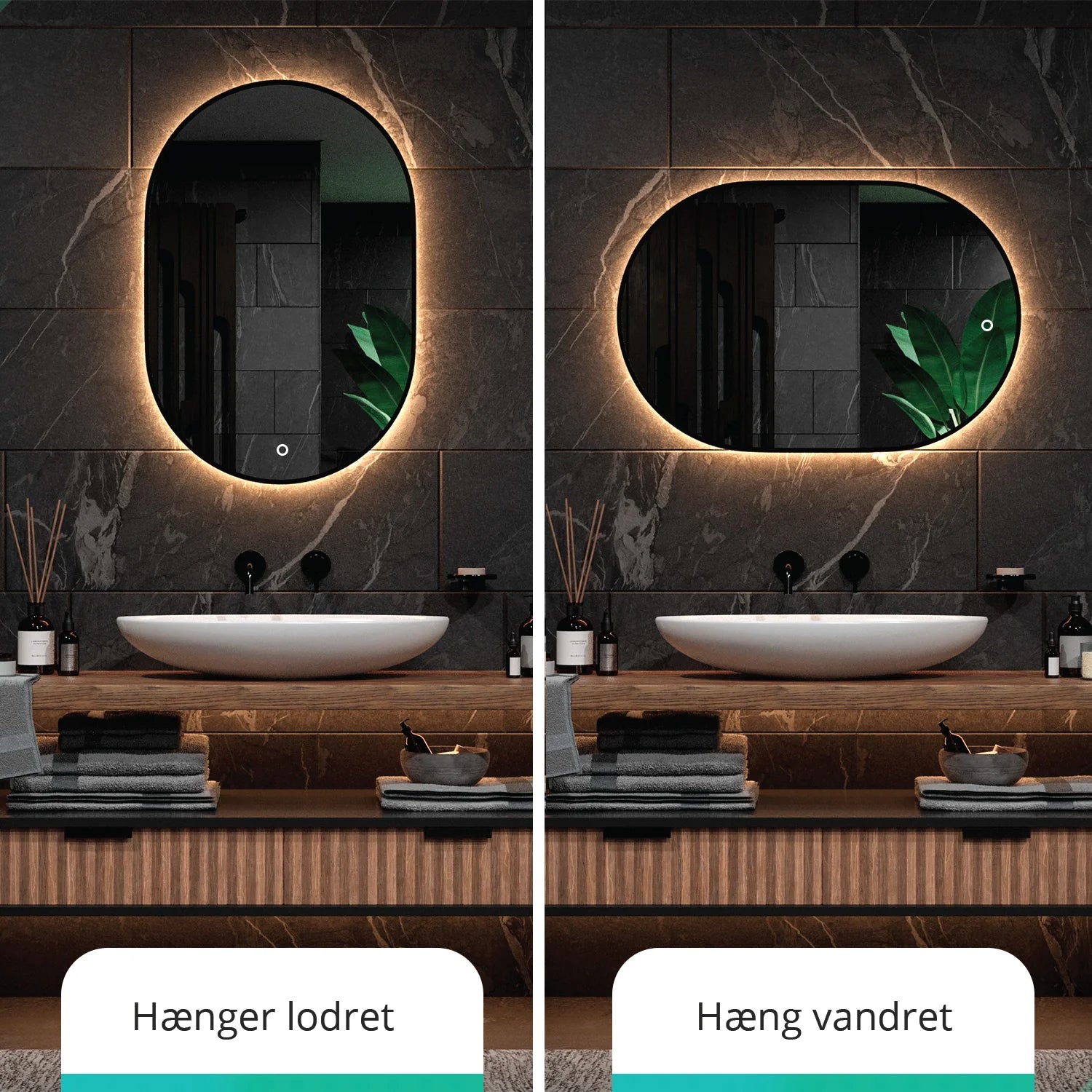 Badeværelsesspejl – 90x60cm Oval – Rammeløst - Forudbestil