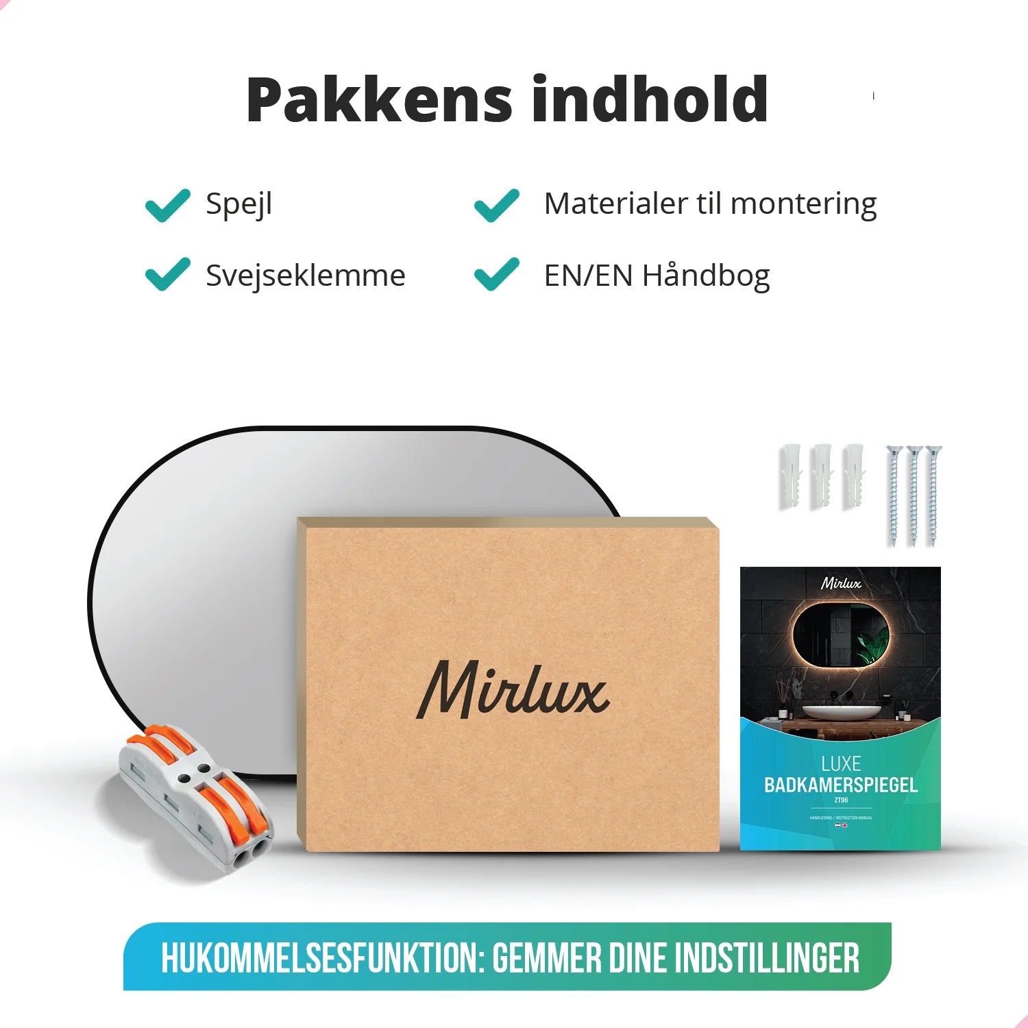 Badeværelsesspejl – 90x60cm – Ovalt – Sort Ramme