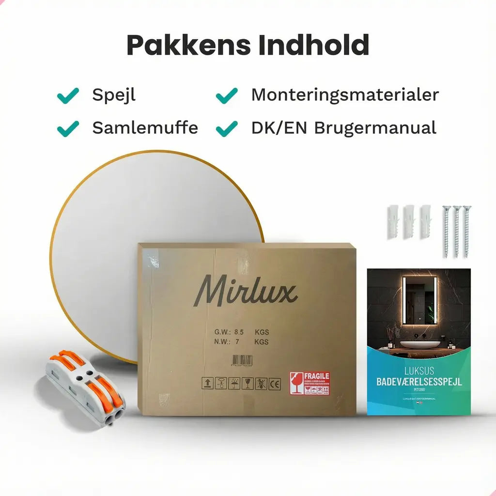 Badeværelsesspejl - 80 cm - Rundt - Guldramme