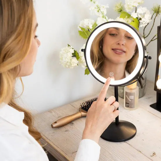 Makeupspejl - Genopladeligt - Sort - 1-10x Forstørrelse