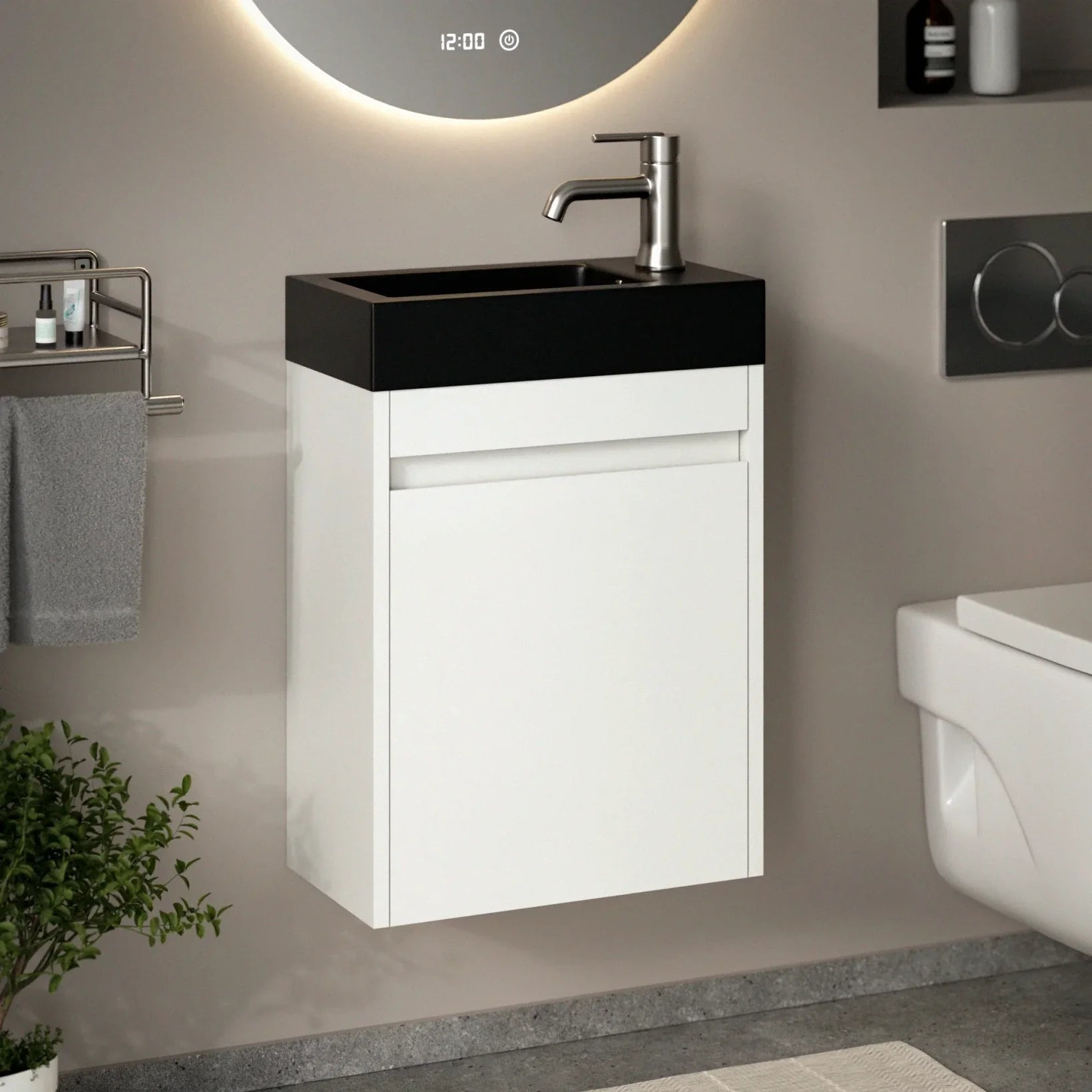 Toiletmøbel Elen - 40cm - Hvid - Sort Vask
