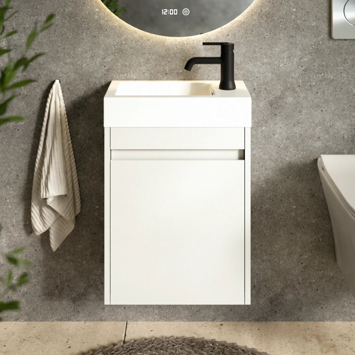 Toiletmøbel Vivo - 40cm - Hvid - Hvid Vask