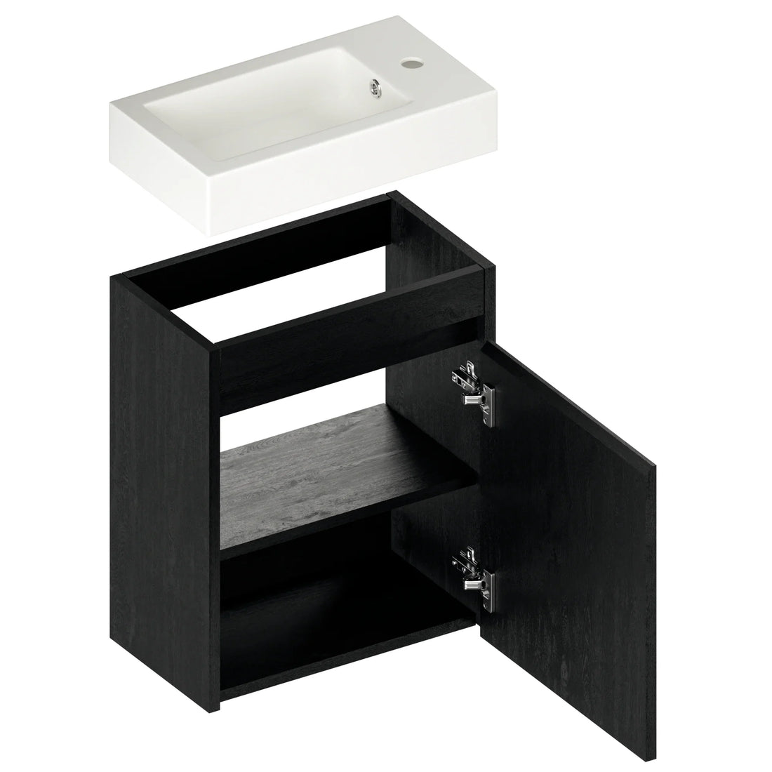 Toiletmøbel Vivo - 40cm - Sort eg - Hvid Vask