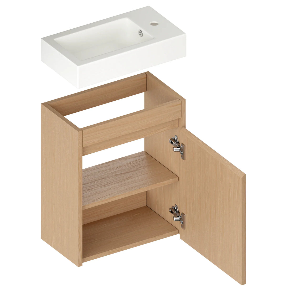 Toiletmøbel Vivo - 40cm - Lys eg - Hvid Vask