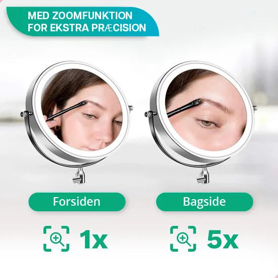Makeupspejl - Batteri - Krom - 1-5x