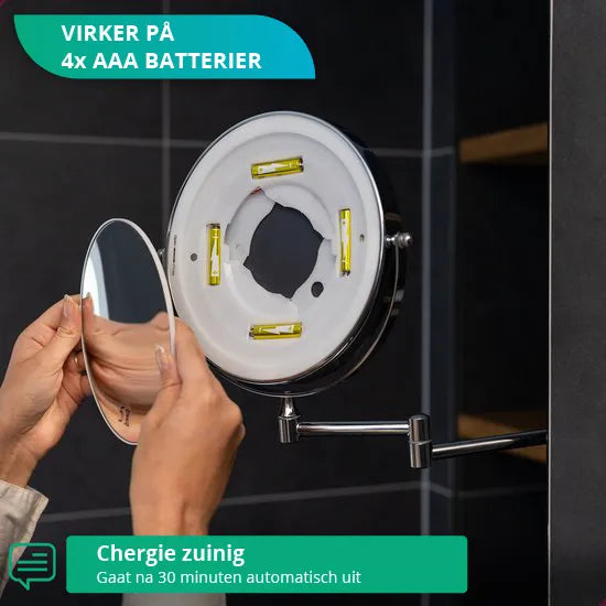 Makeupspejl - Batteri - Krom - 1-5x
