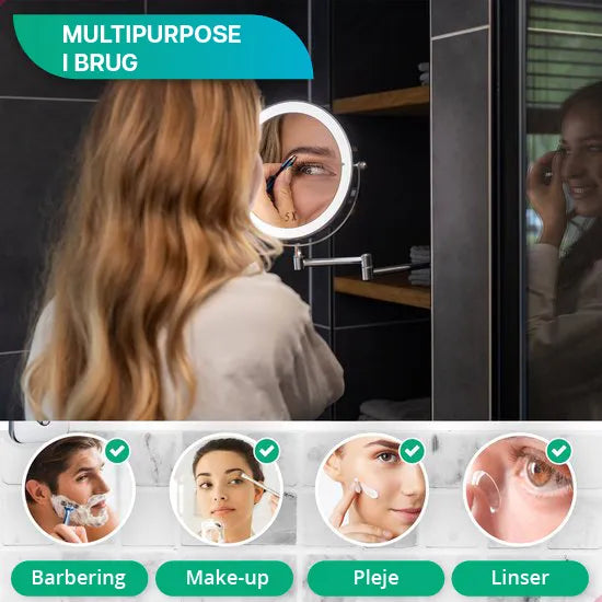 Makeupspejl - Batteri - Krom - 1-5x