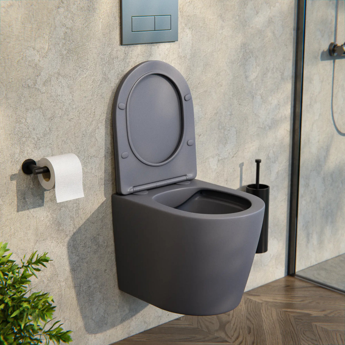 Væghængt toilet Varo - Rimless - Soft-close Sæde - Grå