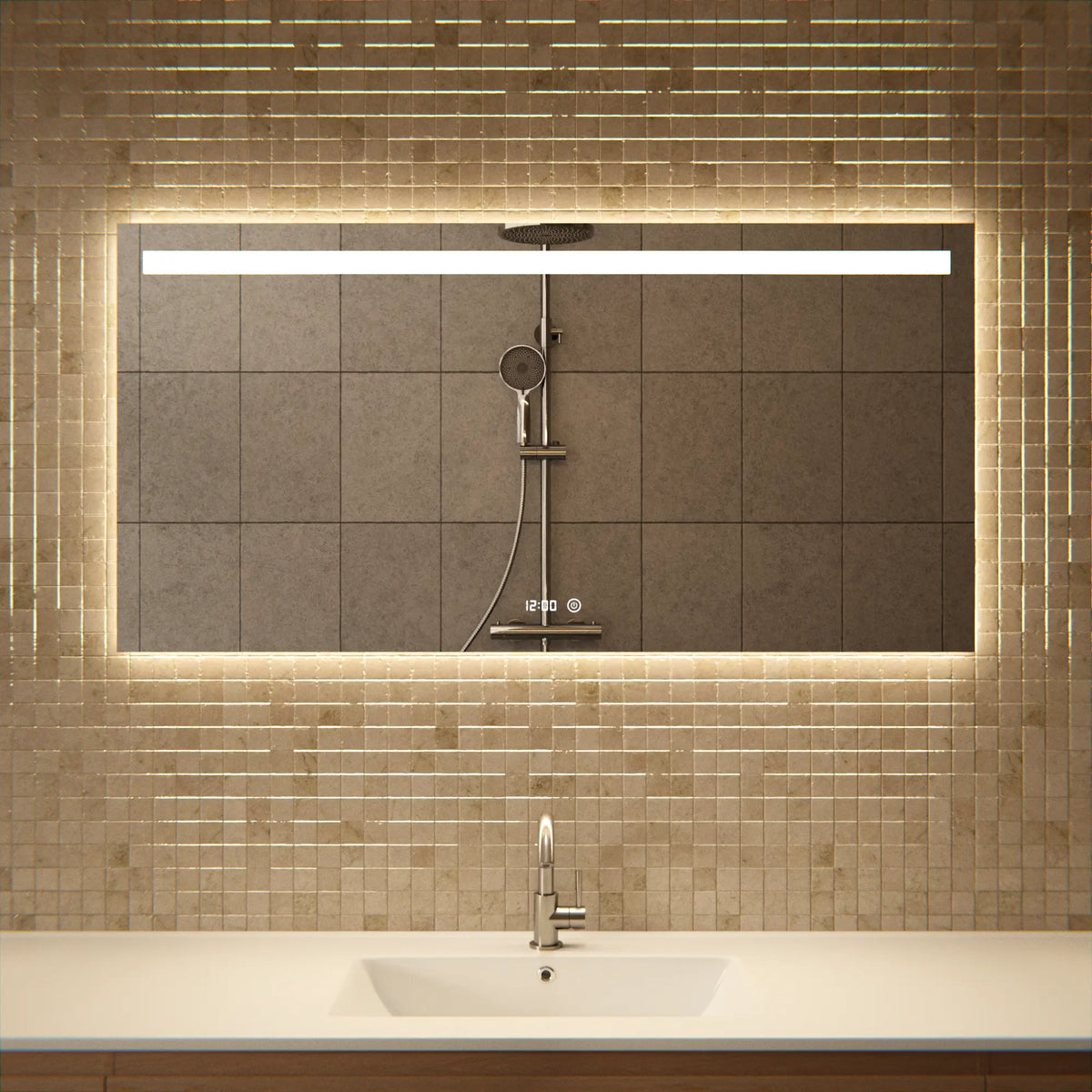 Badeværelsesspejl - Rektangel - 120x60cm - Rammeløs