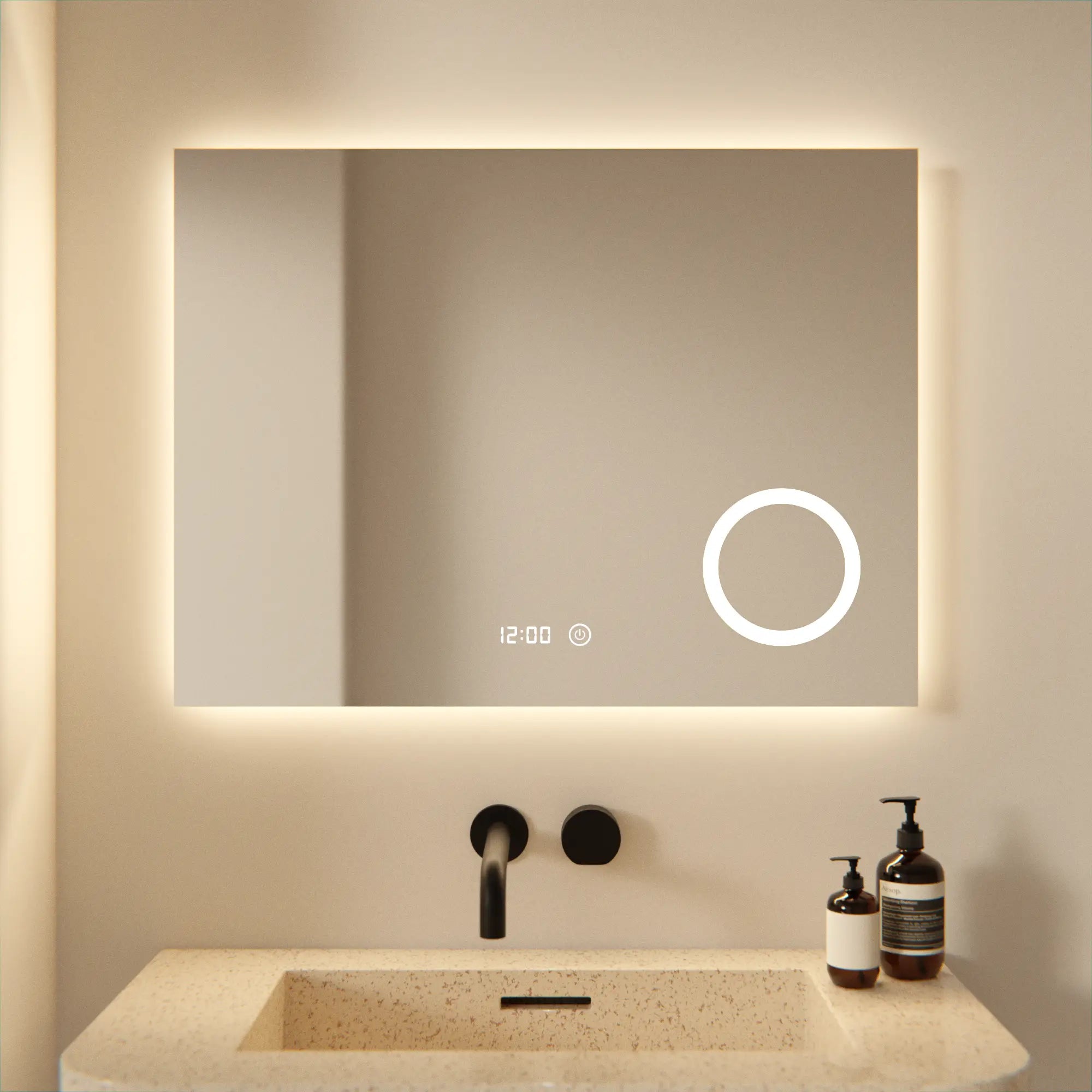 Badeværelsesspejl – 80x60cm – Rektangel – Rammeløst