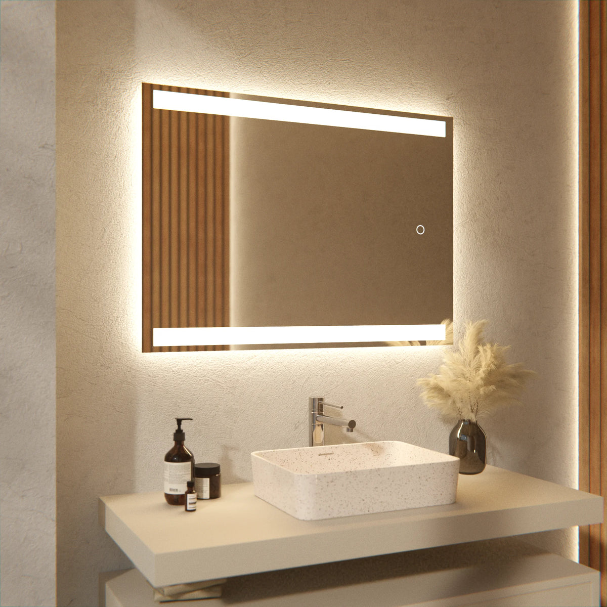 Badeværelsesspejl – 90x65cm – Rektangel – Rammeløst