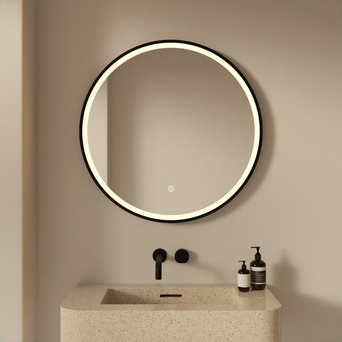 Badeværelsesspejl - 80cm - Sort ramme