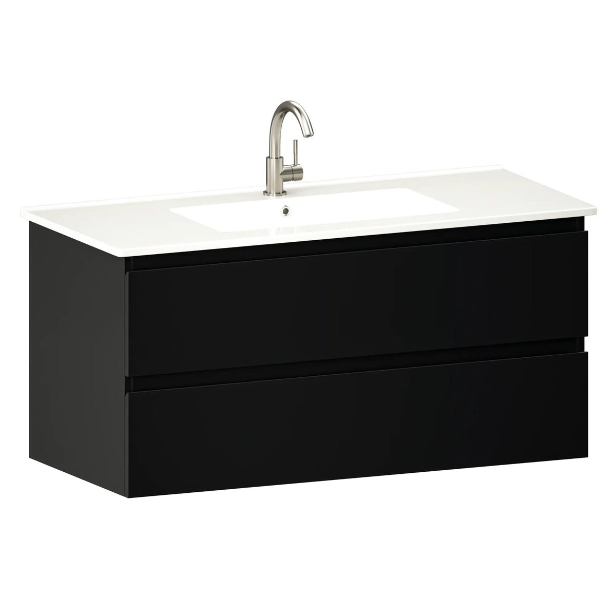 Badezimmermöbel Varo – 100 cm – Schwarz-Weißes Waschbecken – VORBESTELLUNG - Forudbestil