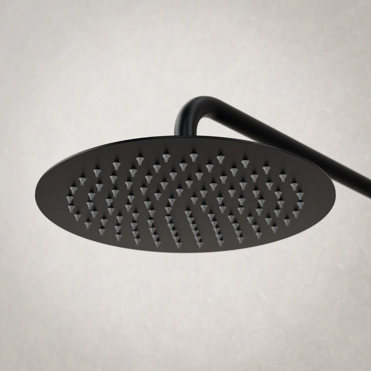 Indbygget regnbruser Riva - mat sort med termostatarmatur - 25 cm