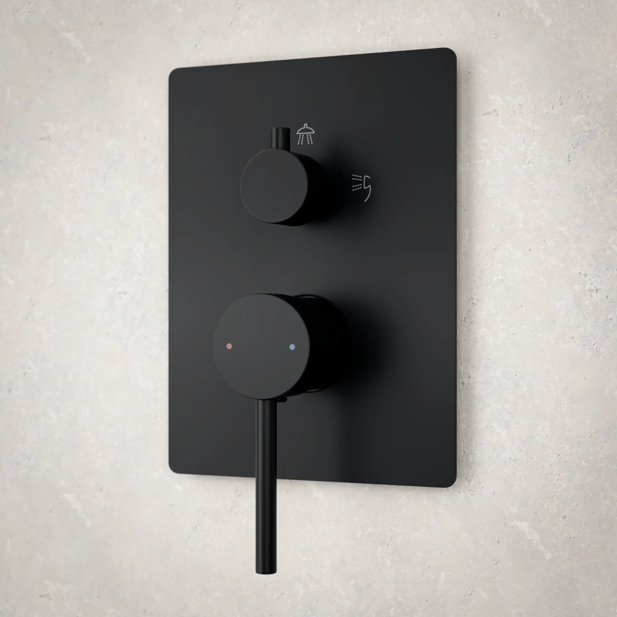 Indbygget regnbruser Riva - mat sort med termostatarmatur - 25 cm - Forudbestil
