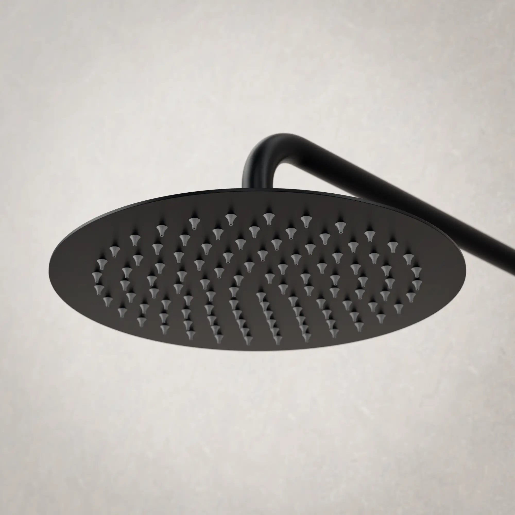 Indbygget regnbruser Riva - mat sort med termostatarmatur - 25 cm - Forudbestil