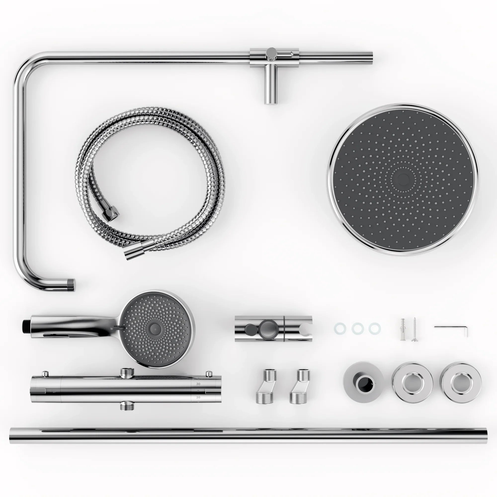 Regnbruser Luno - Krom med termostatarmatur - 22 cm - Forudbestil