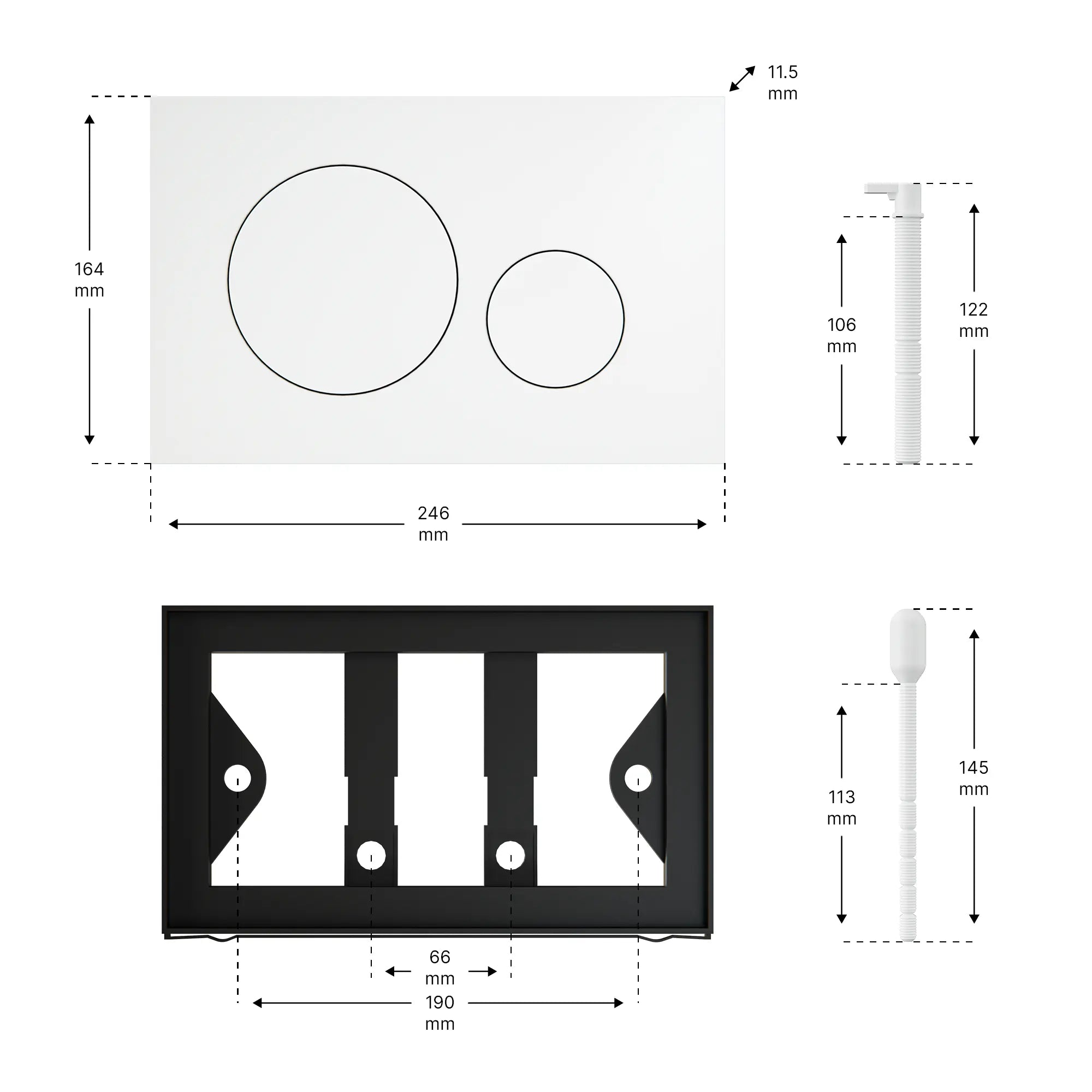 Mirlux betjeningsplade - mat hvid - ABS-plast DualFlush - Forudbestil