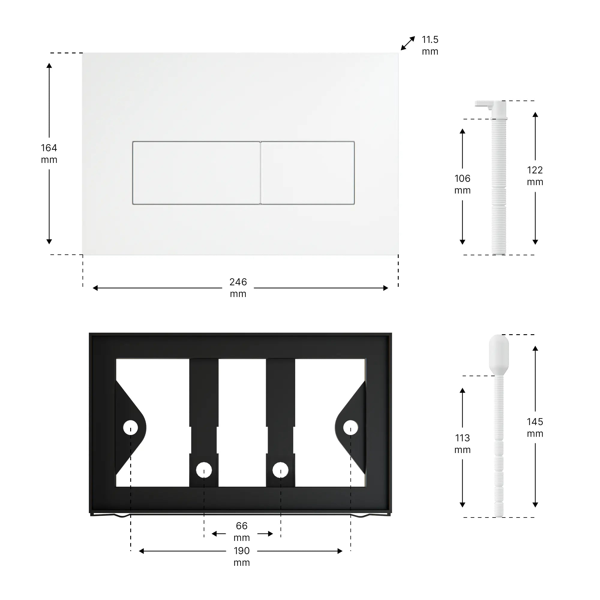 Mirlux betjeningsplade - Mat hvid- ABS plast DualFlush - Forudbestil
