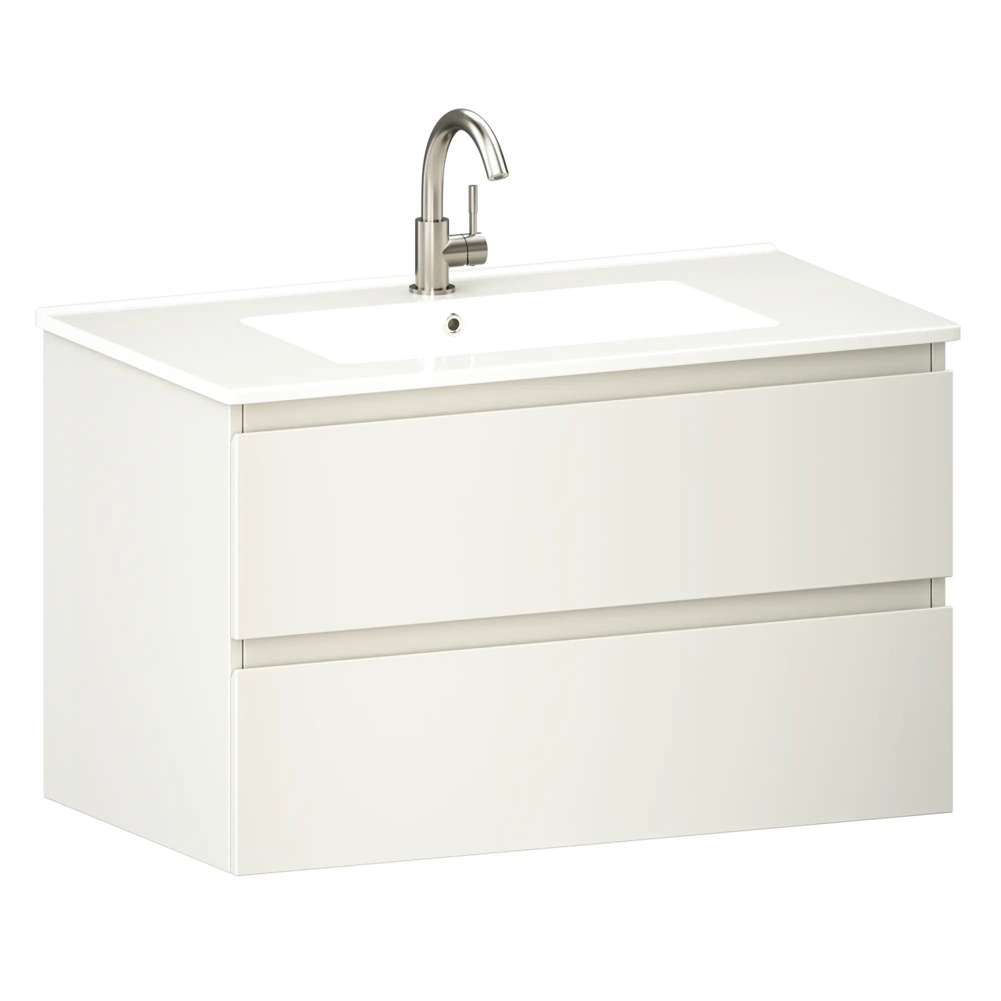 Badeværelsesmøbel Luma - 80 cm - Hvid - Hvid håndvask - Forudbestil