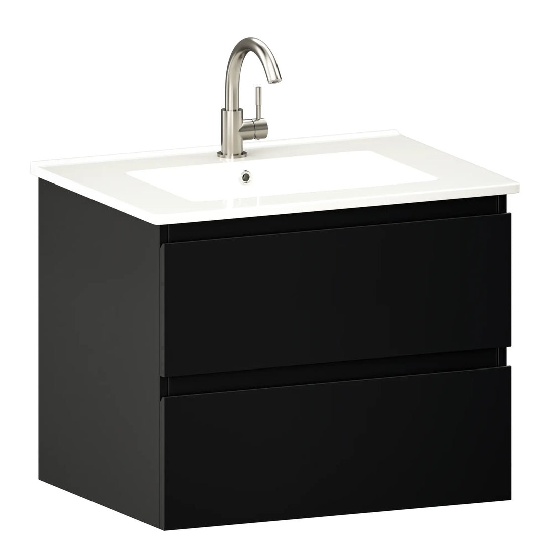 Badeværelsesmøbel Norvi - 60 cm - Sort - Hvid håndvask