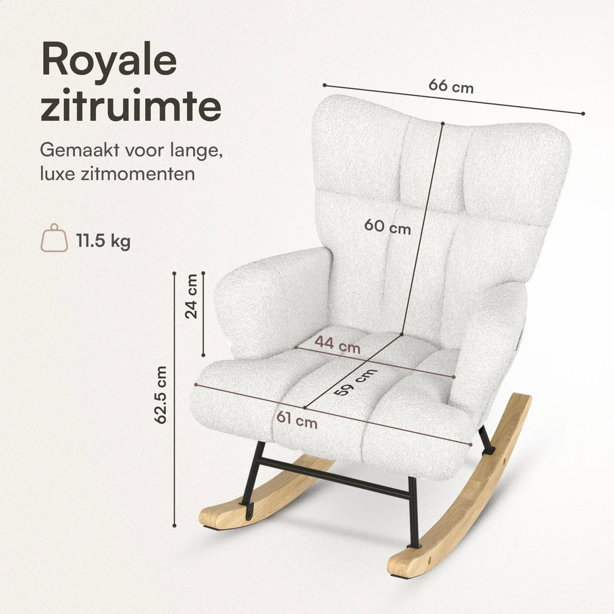 Teddy gyngestol hvid - Ammestol - Lænestol med armlæn design