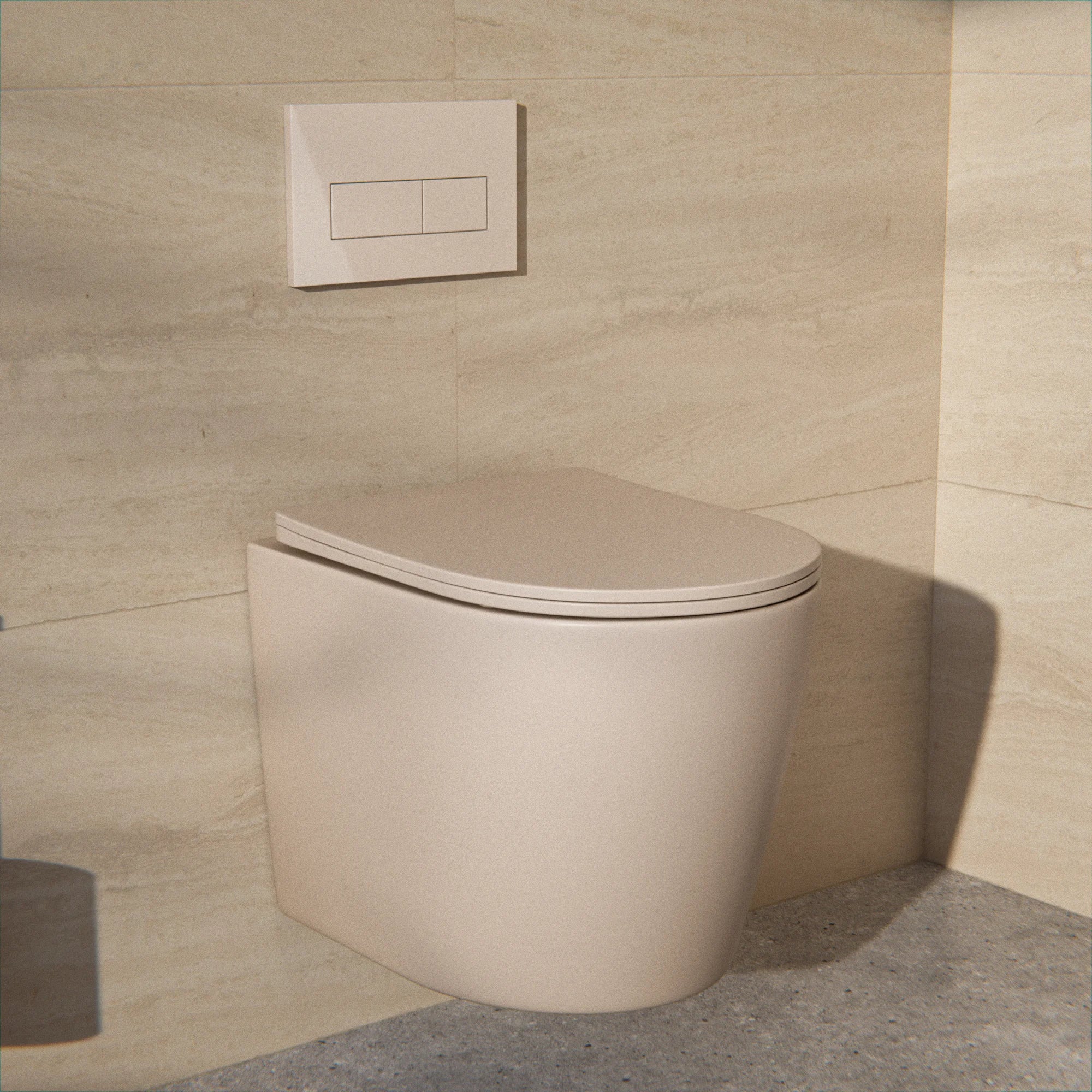 Væghængt toilet Varo - Rimless - Soft-close Sæde - Taupe