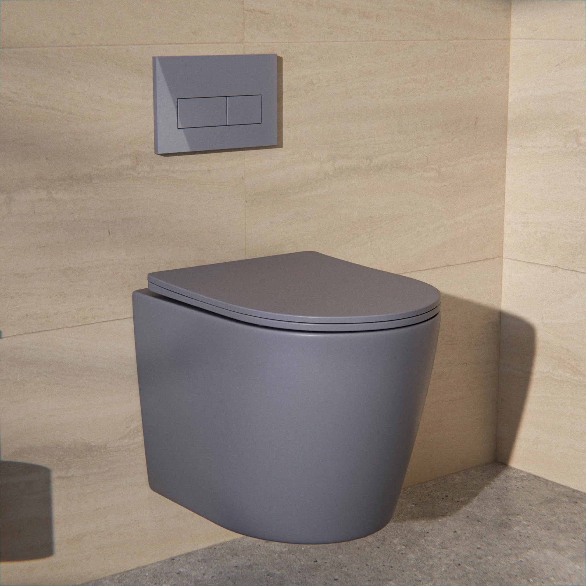 Væghængt toilet Varo - Rimless - Soft-close Sæde - Grå