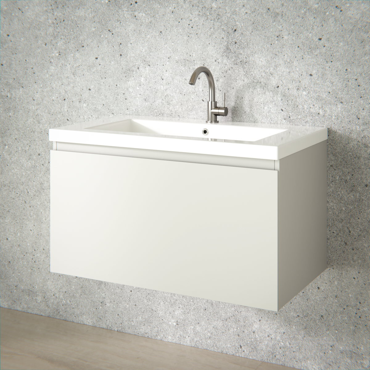 badeværelsesmøbel Niko - 80 cm - Taupe - håndvask hvid