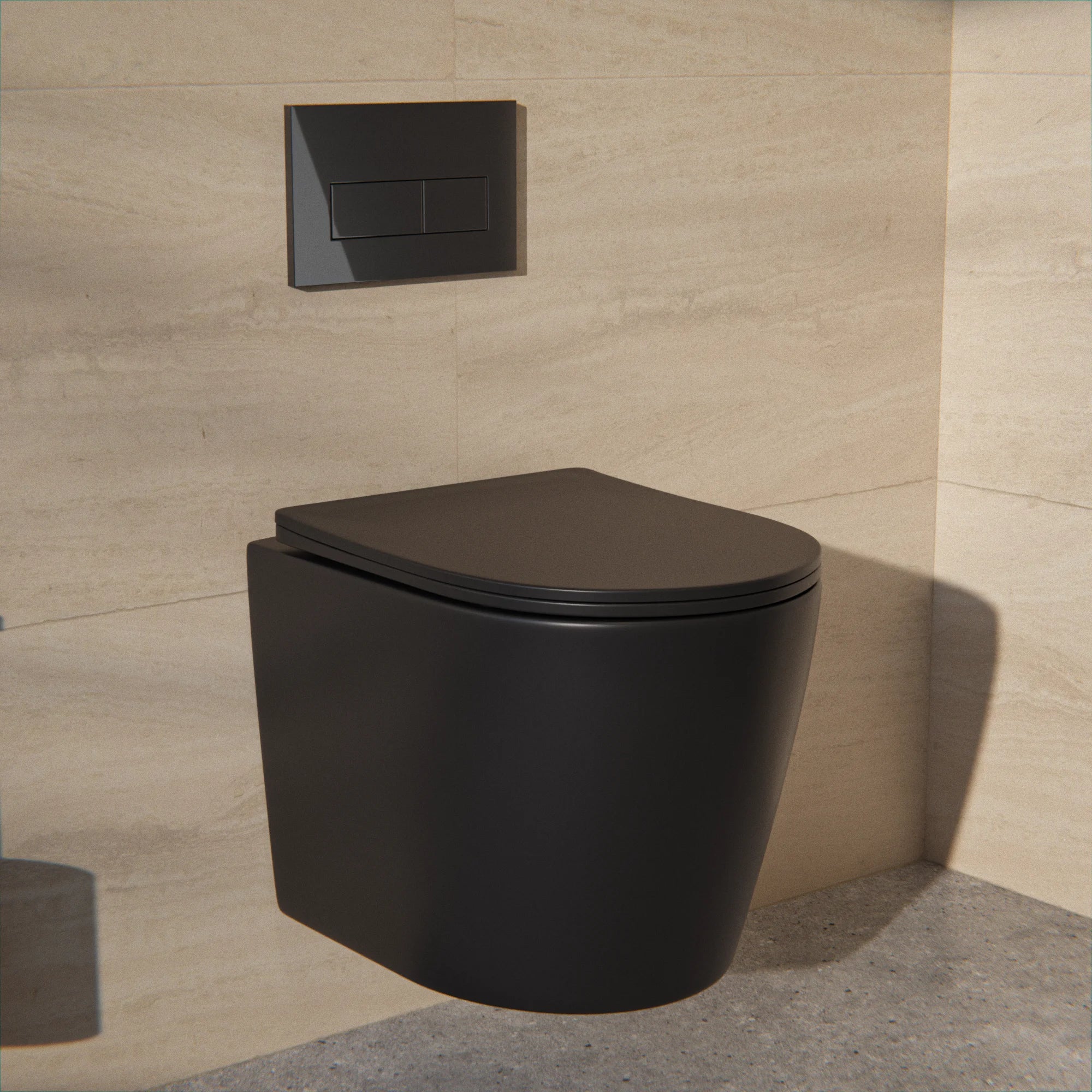 Væghængt toilet Varo - Rimless - Soft-close Sæde - Mat Sort