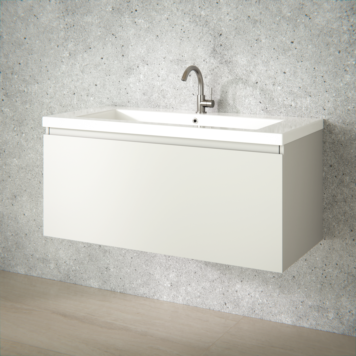 badeværelsesmøbel Indy - 100 cm - Taupe - Hvid håndvask