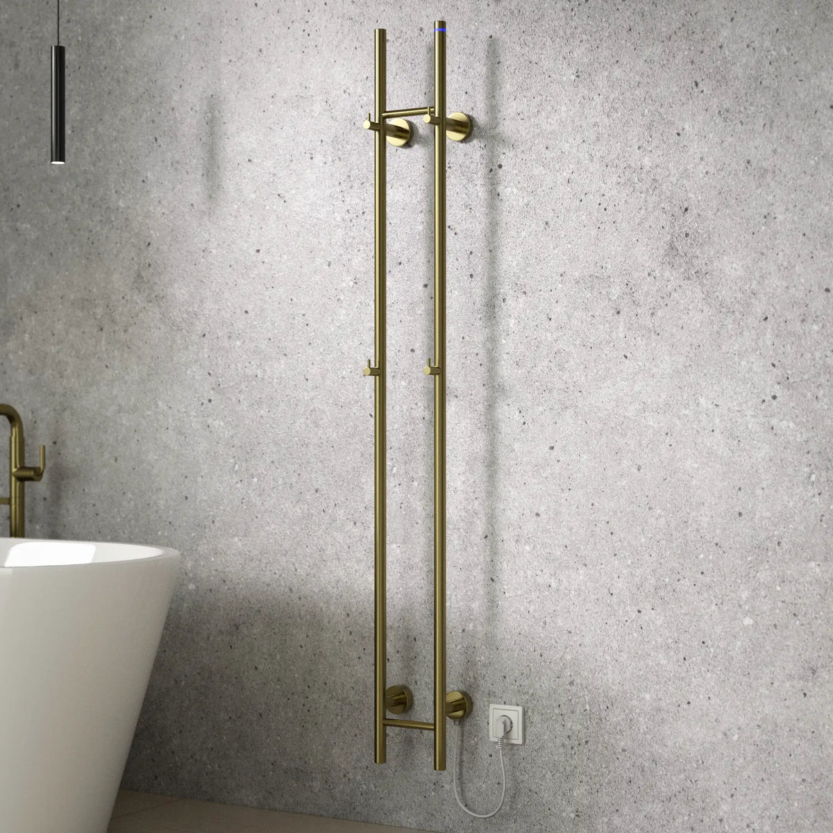 Elektrisk dobbelt stanghåndklæderadiator - 70 Watt - 150x16.8 cm - Guld