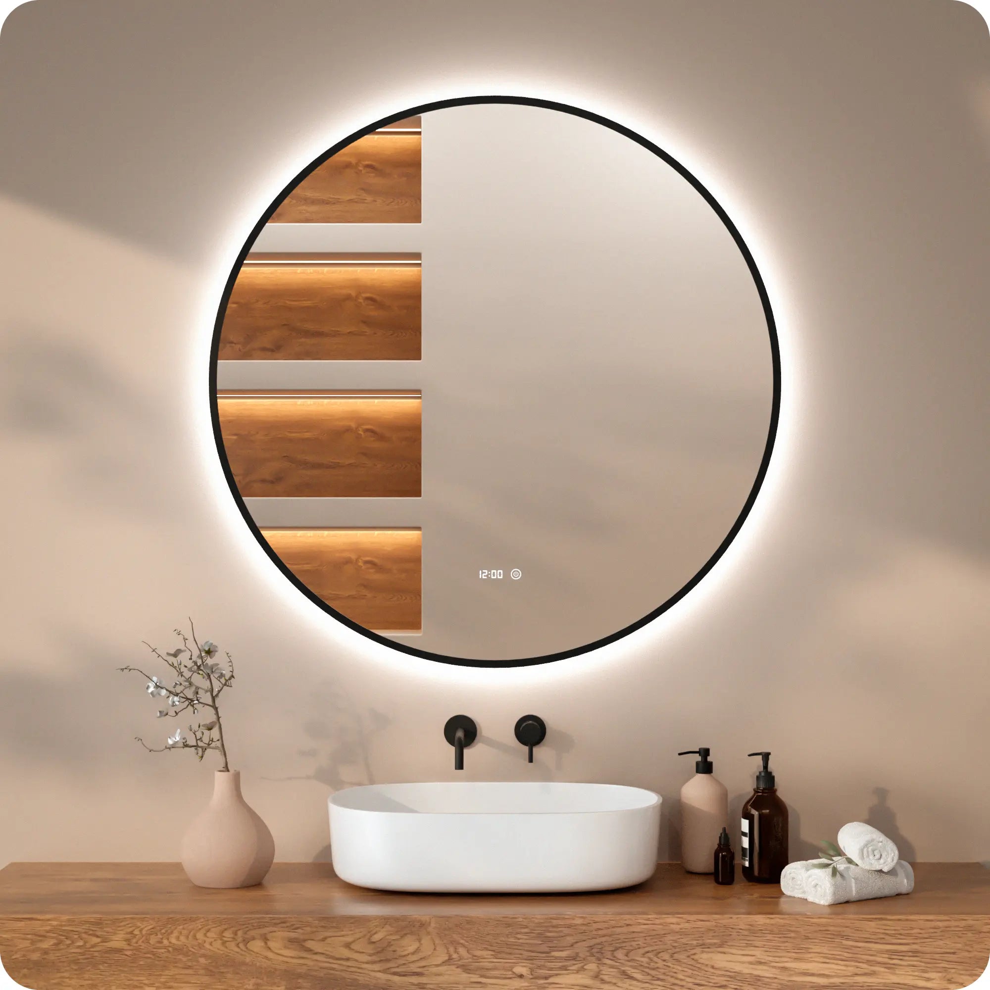 Badeværelsesspejl – 120 cm – Sort Ramme