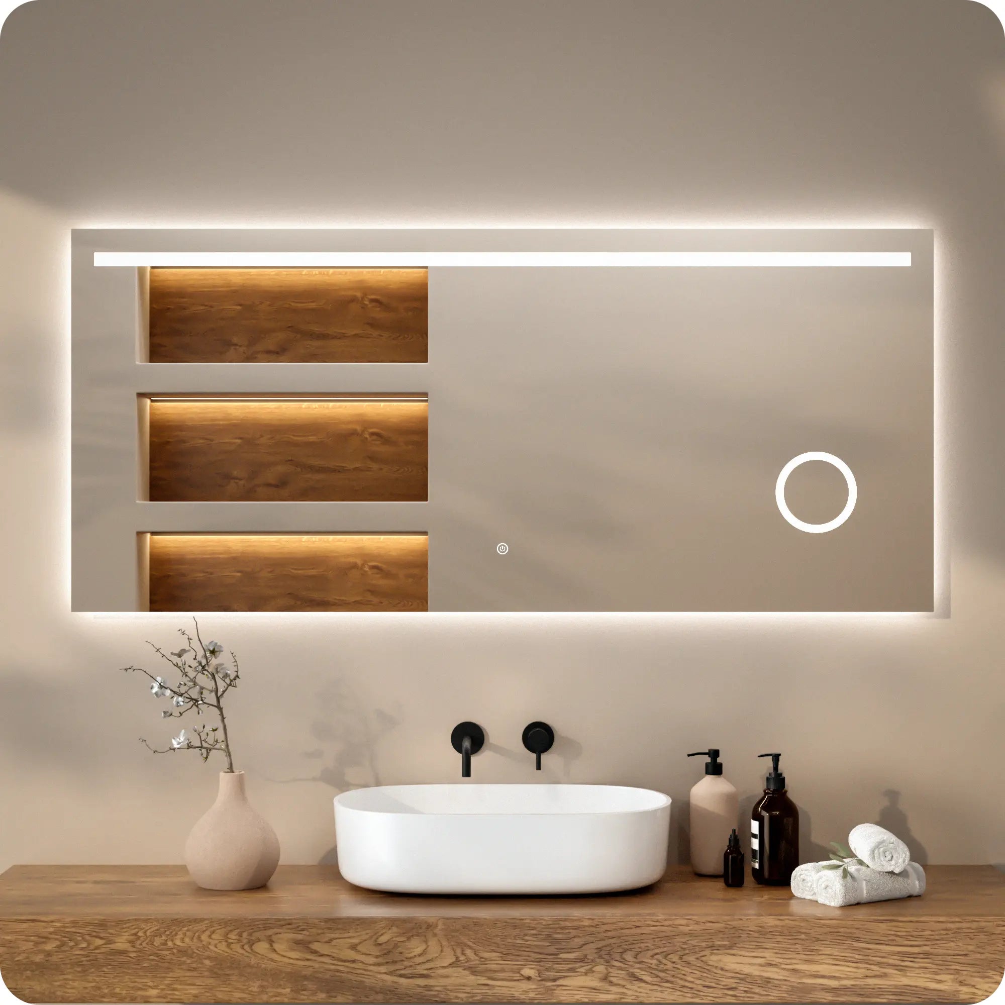 Badeværelsesspejl - Rektangel - 180x80cm - Rammeløs